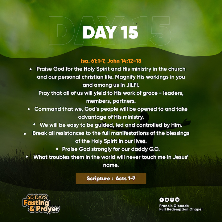 2023 Fasting & Prayers – Day 15 – JILFI