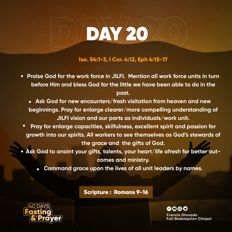 2023 Fasting & Prayers – Day 20 – JILFI