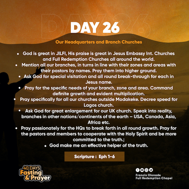 2023 Fasting & Prayers – Day 26 – JILFI